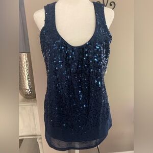 White House Black Market Medium Sequin Navy Blue Women's Top P2P 19-20